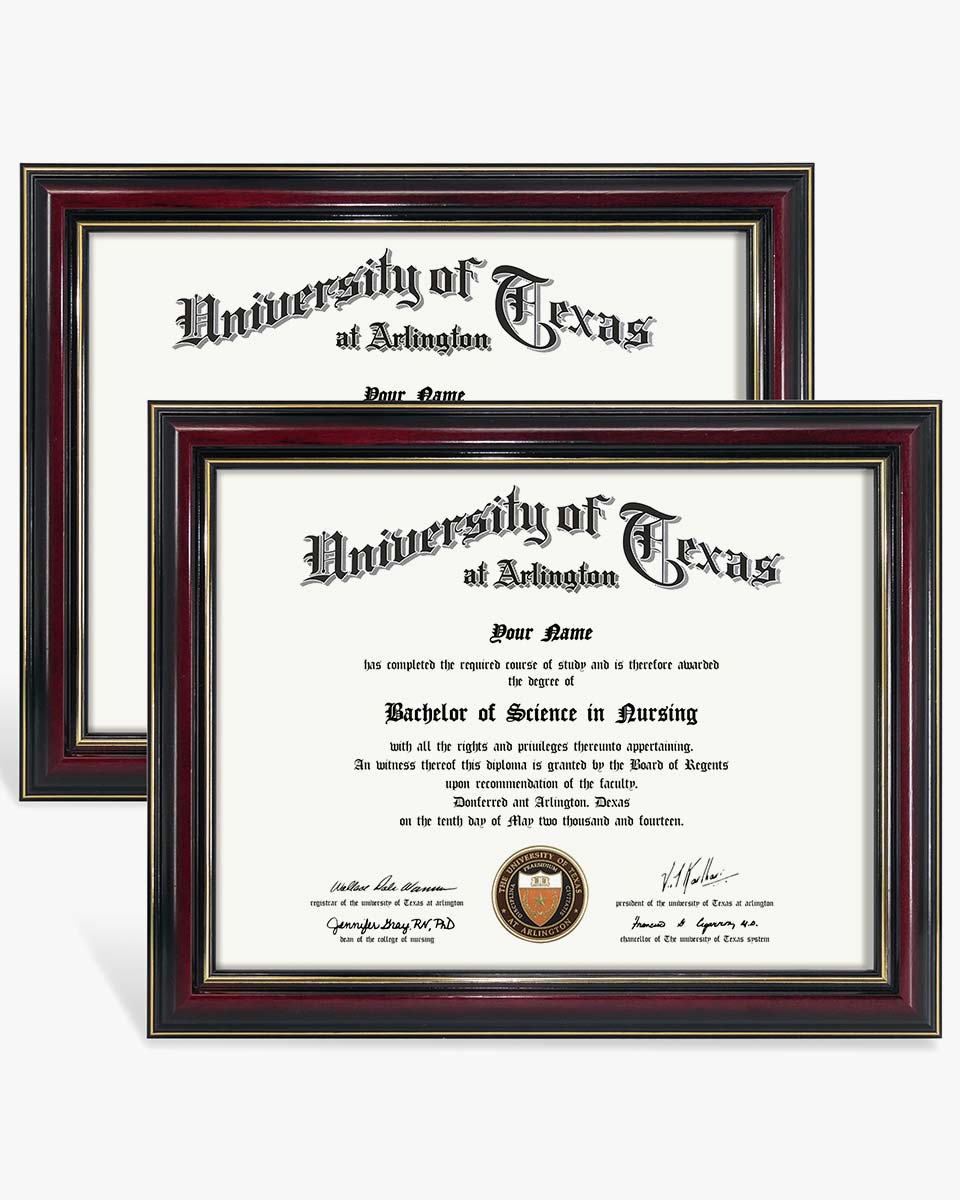 Graduation Certificate Real Wood Frame with Gold Trim  Pack of 2 - 8.5"*11- 3 Color Available