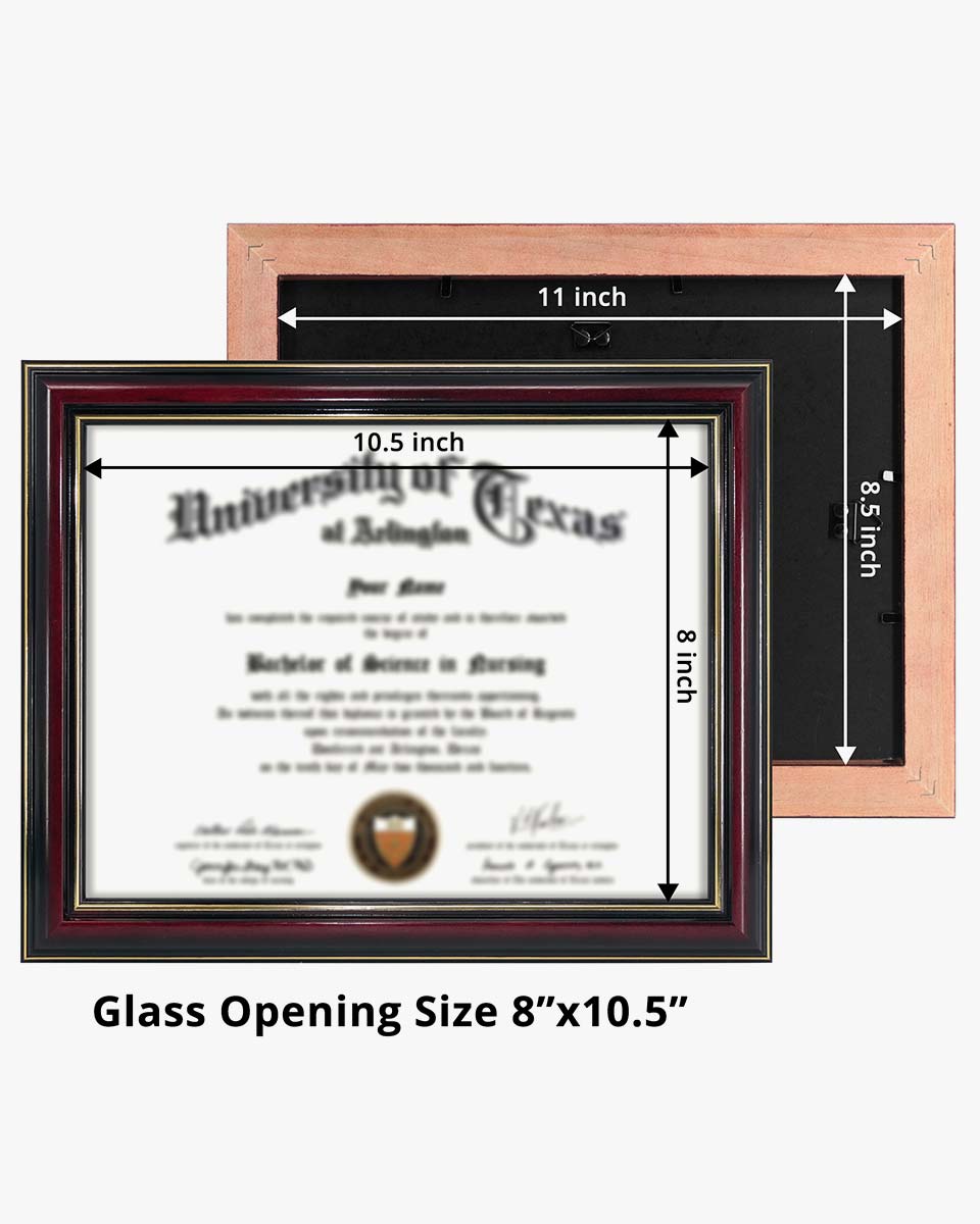 Graduation Certificate Real Wood Frame with Gold Trim  Pack of 2 - 8.5"*11- 3 Color Available