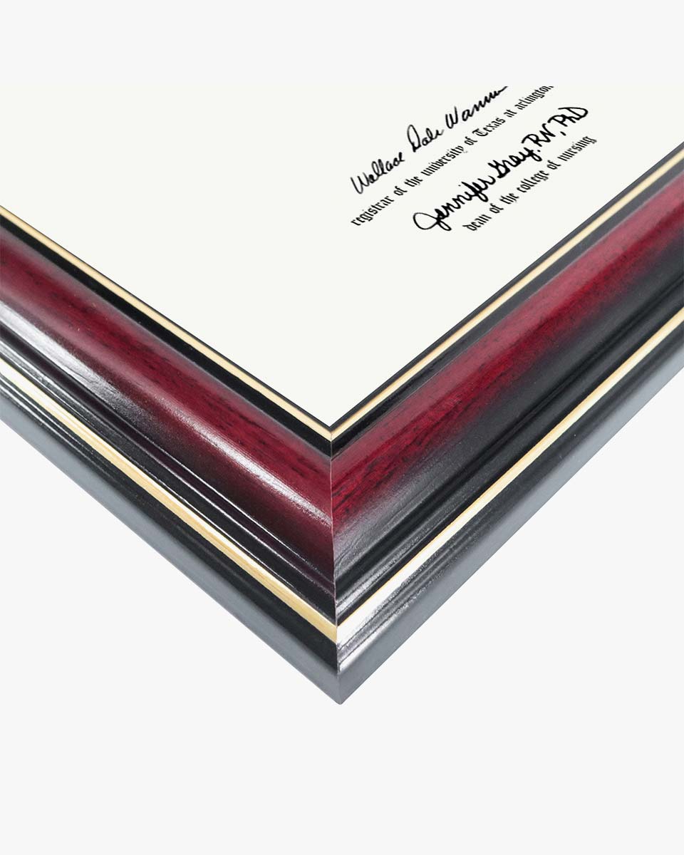 Graduation Certificate Real Wood Frame with Gold Trim 8.5"*11 - 3 Colors Available