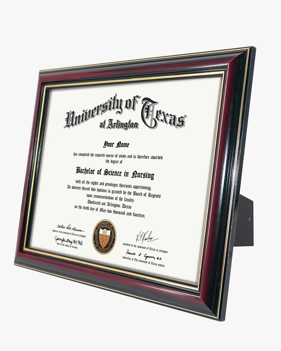 Graduation Certificate Real Wood Frame with Gold Trim 8.5"*11 - 3 Colors Available