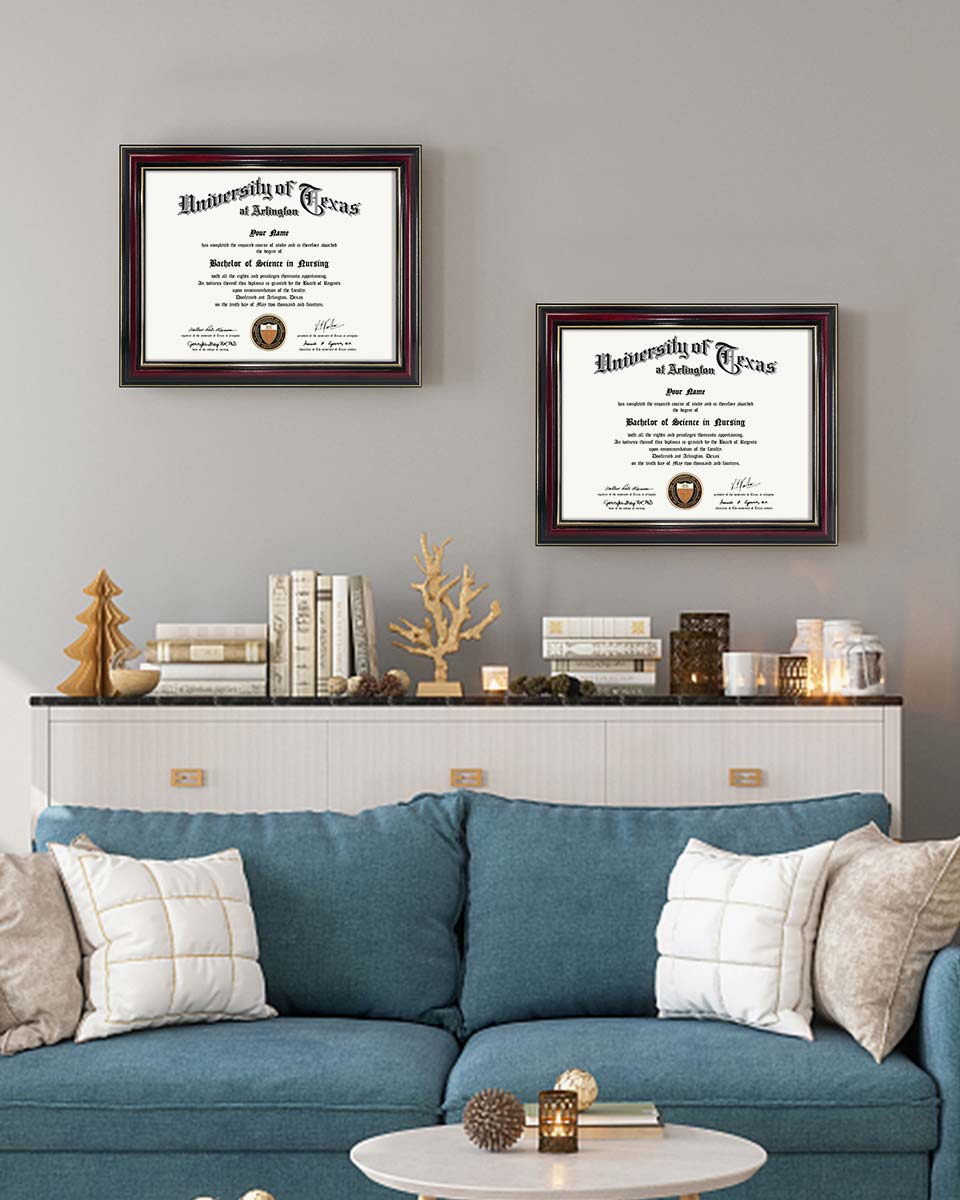 Graduation Certificate Real Wood Frame with Gold Trim 8.5"*11 - 3 Colors Available