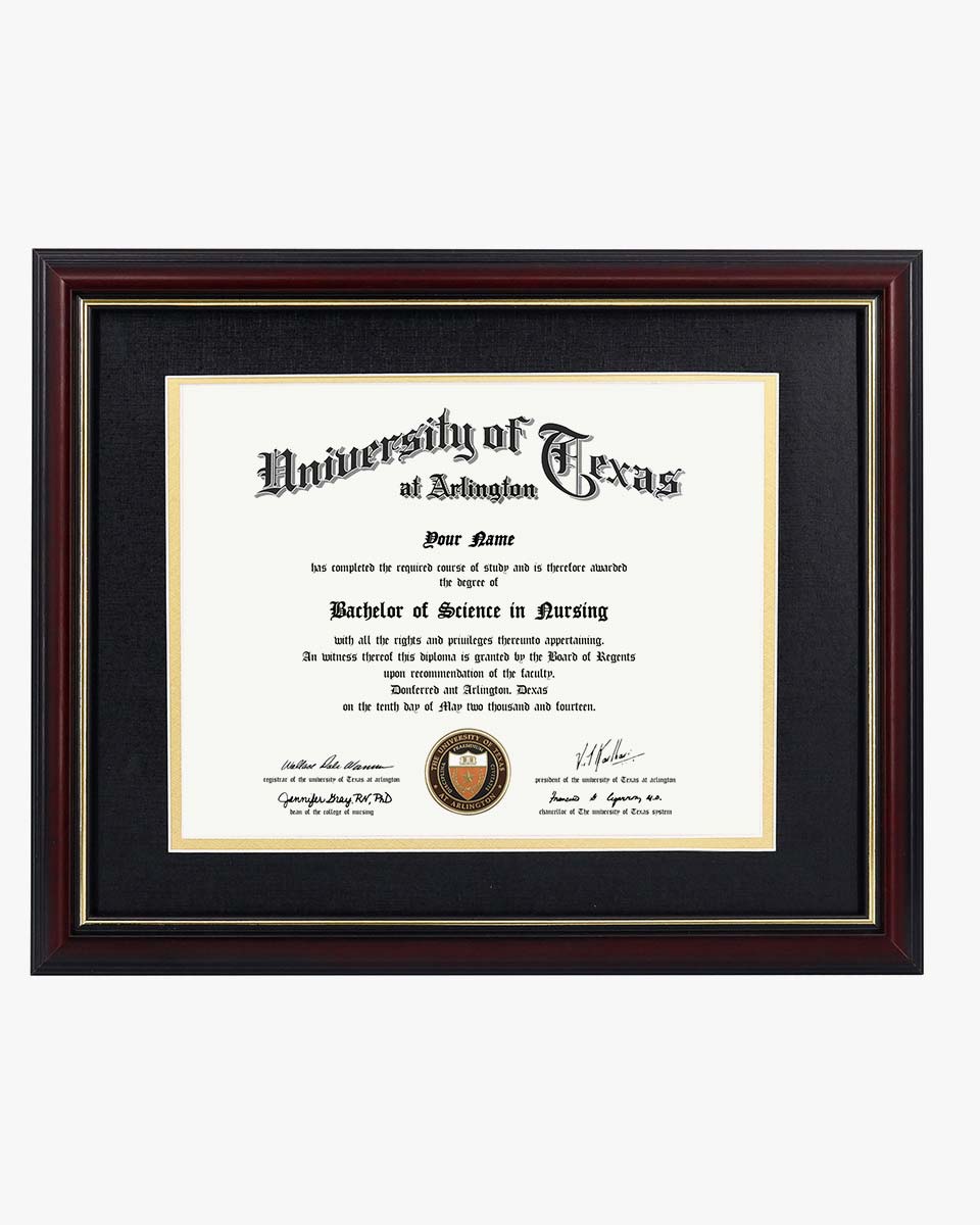 Certificate Documents Frame Real Wood with Gold Trim for 8.5"*11" - 13 Colors Available