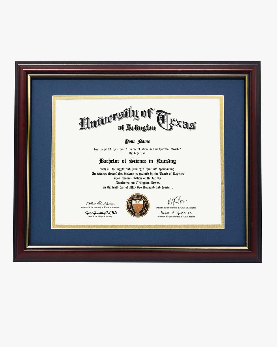 Certificate Documents Frame Real Wood with Gold Trim for 8.5"*11" - 13 Colors Available