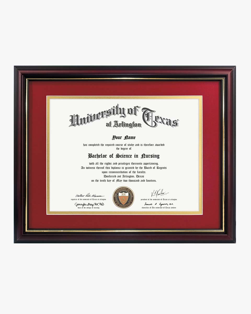 Certificate Documents Frame Real Wood with Gold Trim for 8.5"*11" - 13 Colors Available