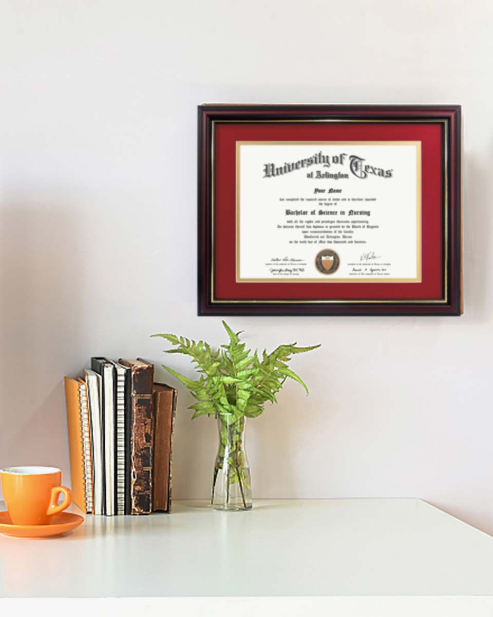 Certificate Documents Frame Real Wood with Gold Trim 8.5"*11" Pack of 2 - 13 Mat Colors Available