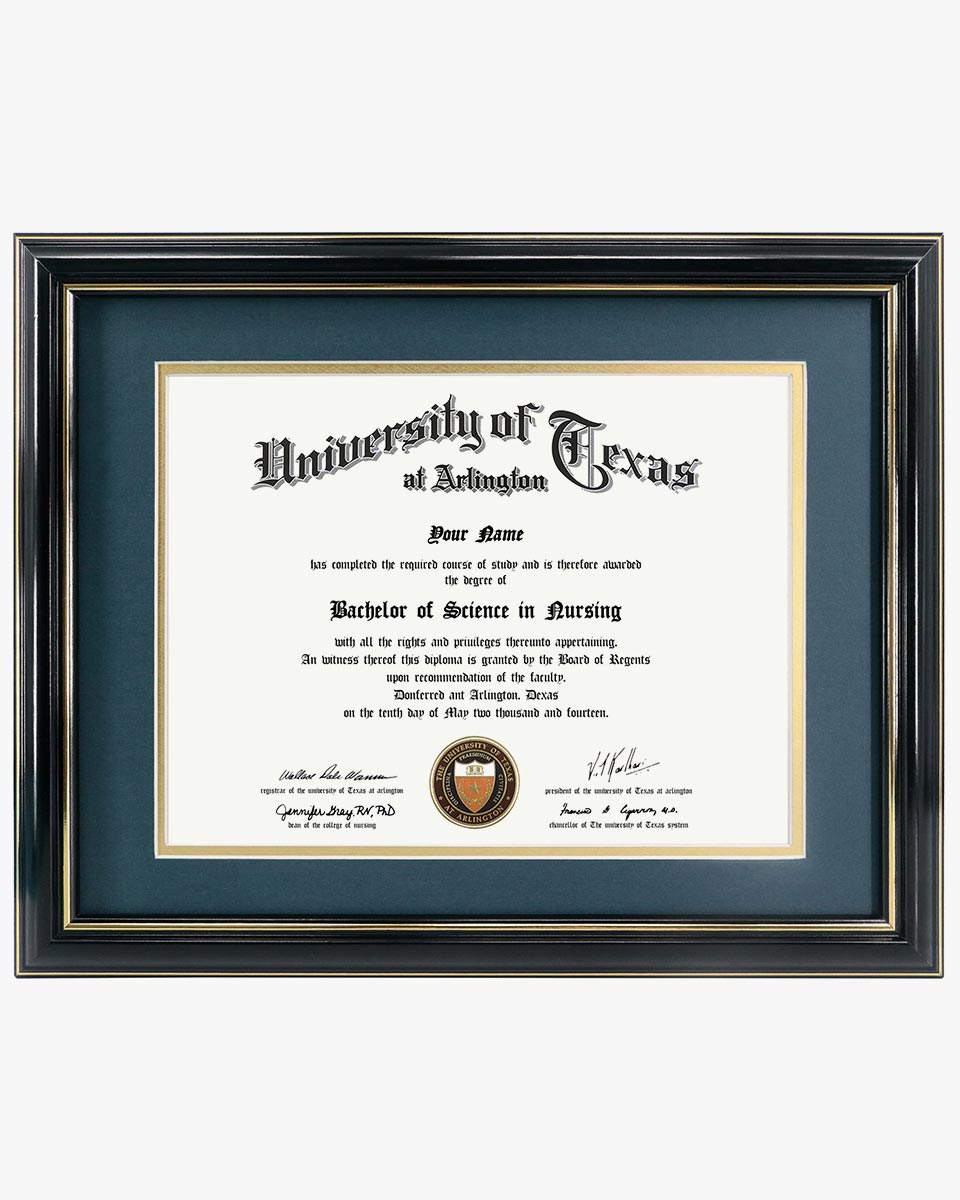 Certificate Documents Frame Real Wood with Gold Trim for 8.5"*11" - 13 Colors Available