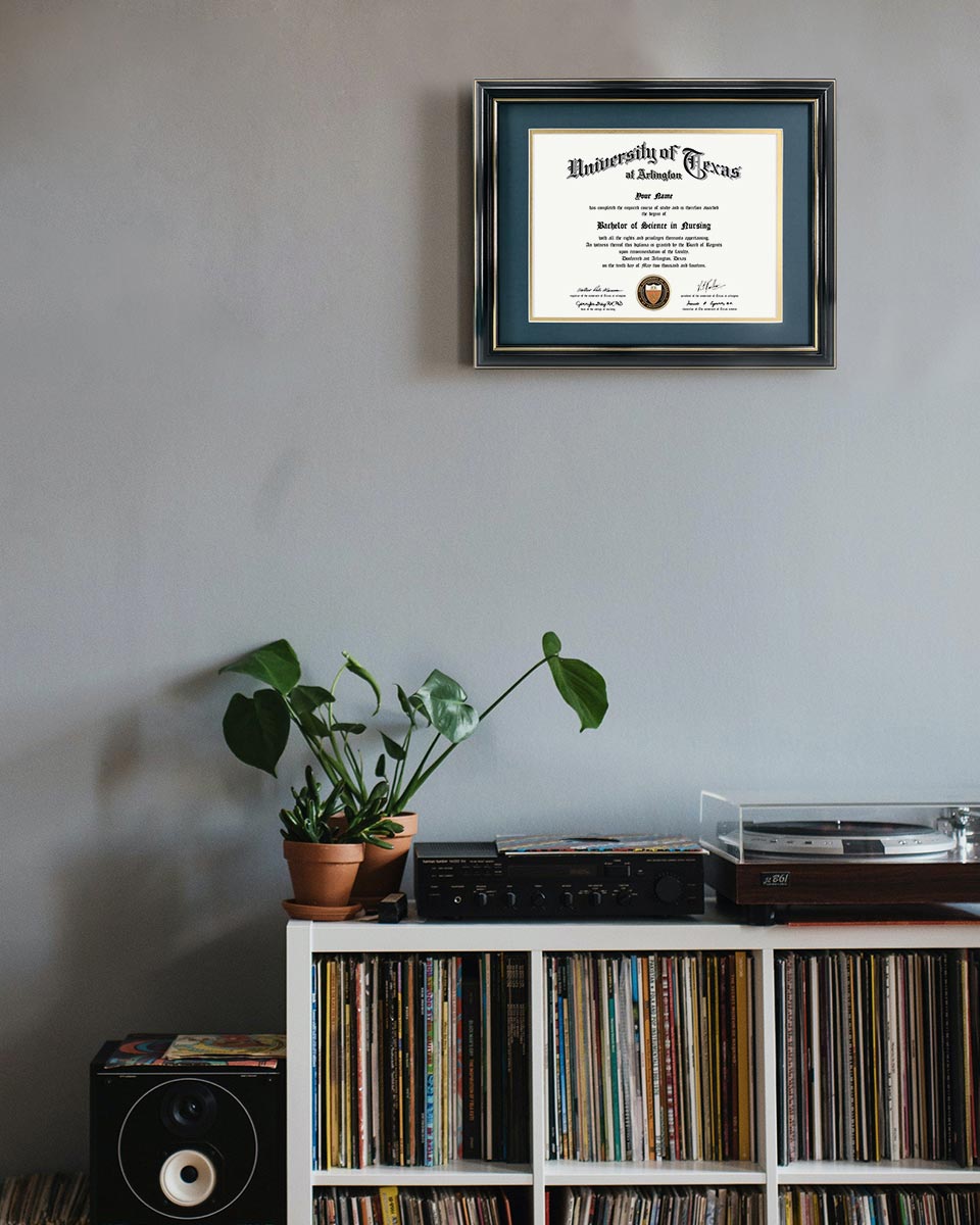 Certificate Documents Frame Real Wood with Gold Trim for 8.5"*11" - 13 Colors Available