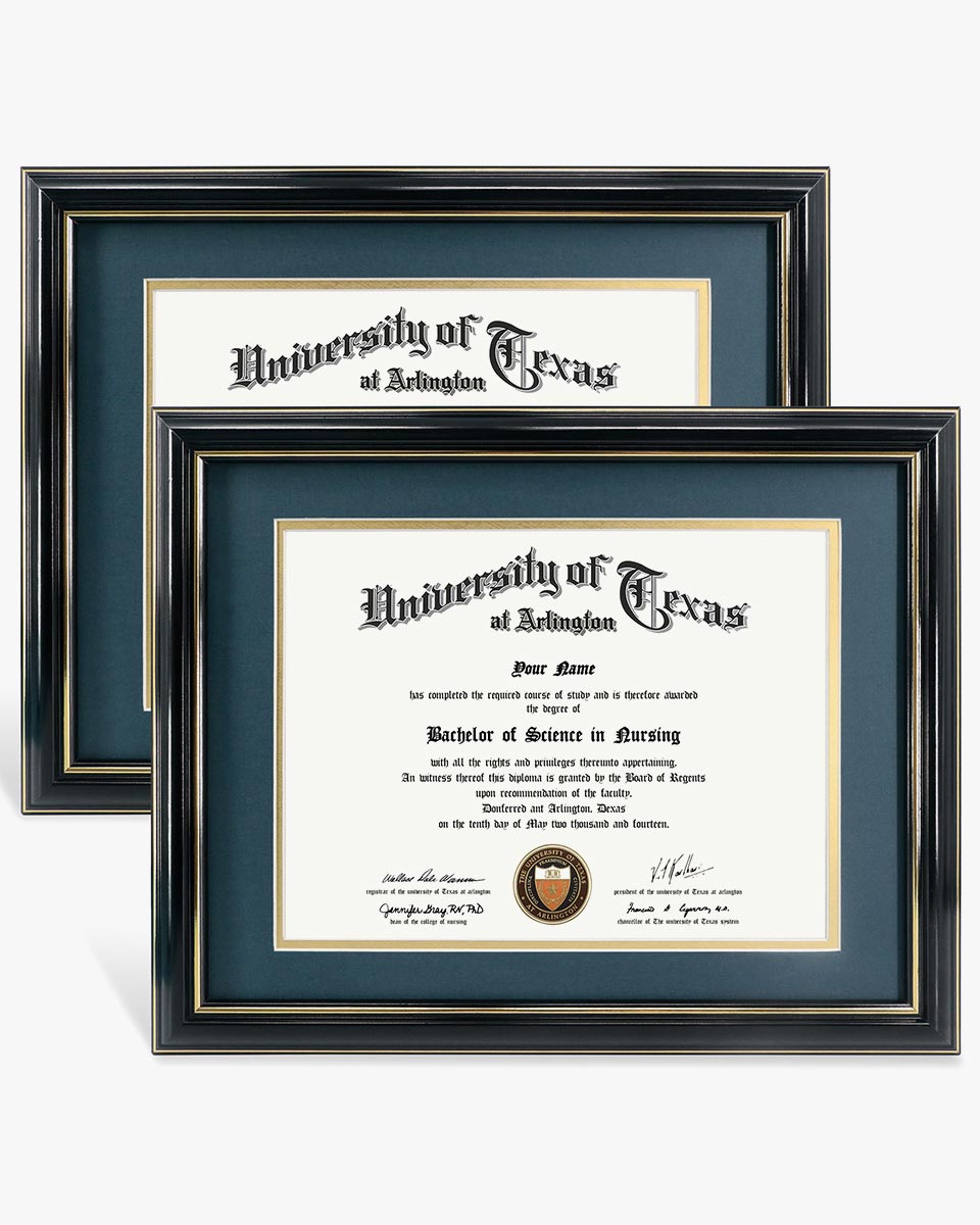 Certificate Documents Frame Real Wood with Gold Trim for 8.5"*11" - 13 Colors Available