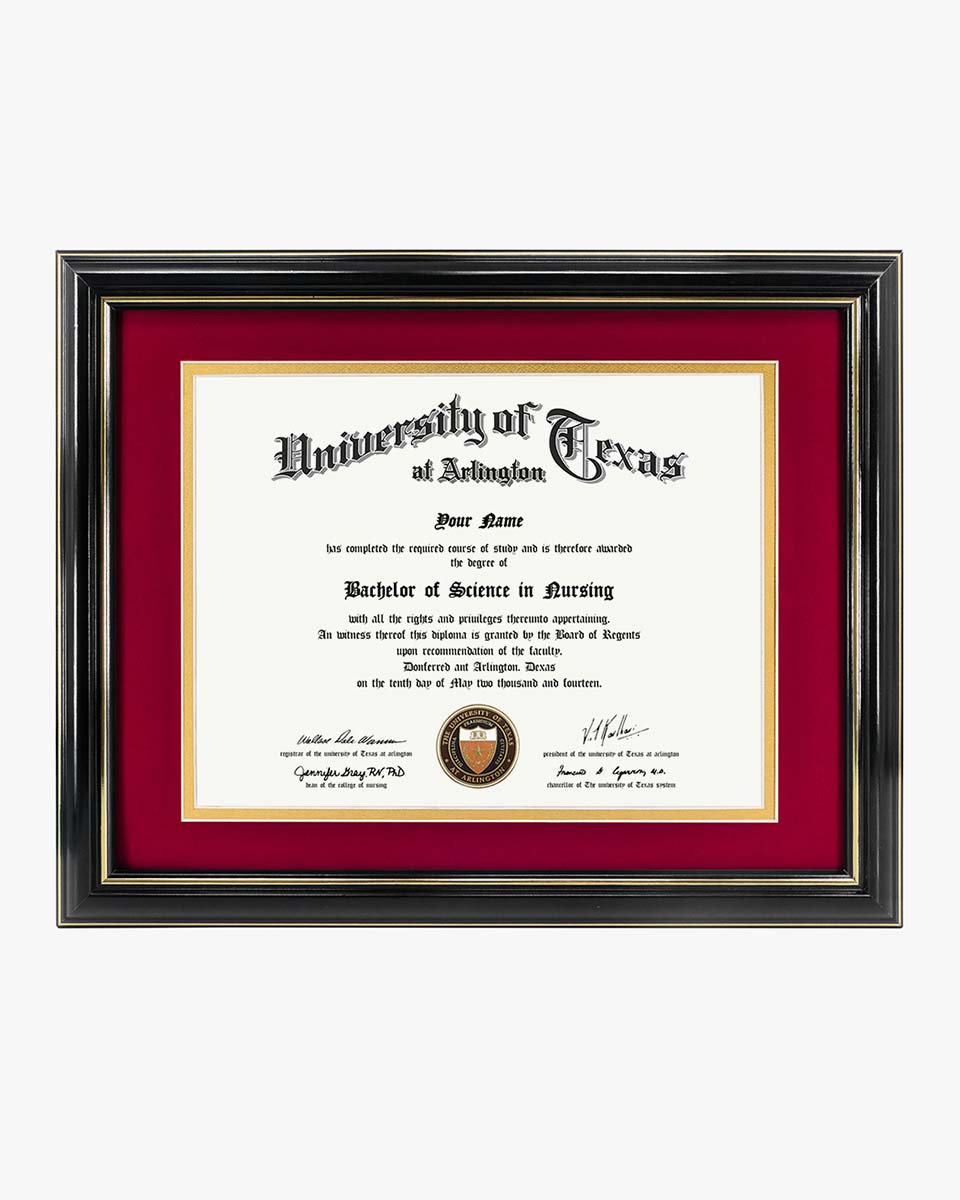 Certificate Documents Frame Real Wood with Gold Trim for 8.5"*11" - 13 Colors Available