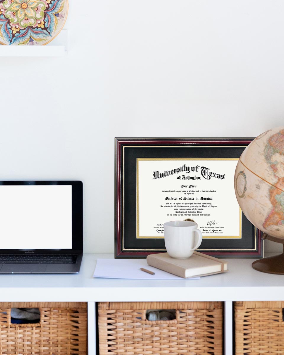 Certificate Documents Frame Real Wood with Gold Trim 8.5"*11" Pack of 2 - 13 Mat Colors Available