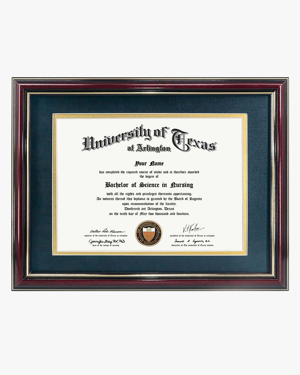 Certificate Documents Frame Real Wood with Gold Trim for 8.5"*11" - 13 Colors Available