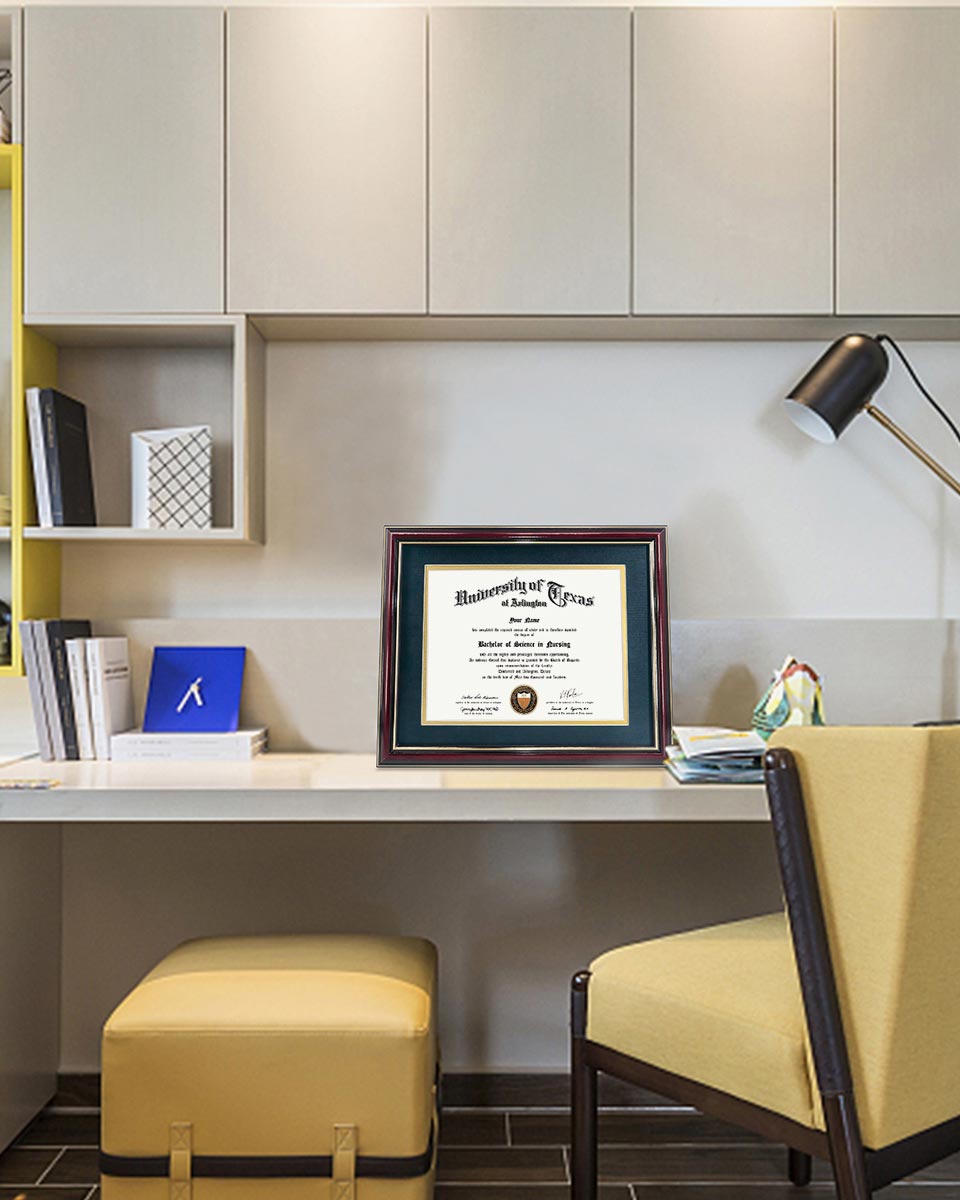 Certificate Documents Frame Real Wood with Gold Trim for 8.5"*11" - 13 Colors Available