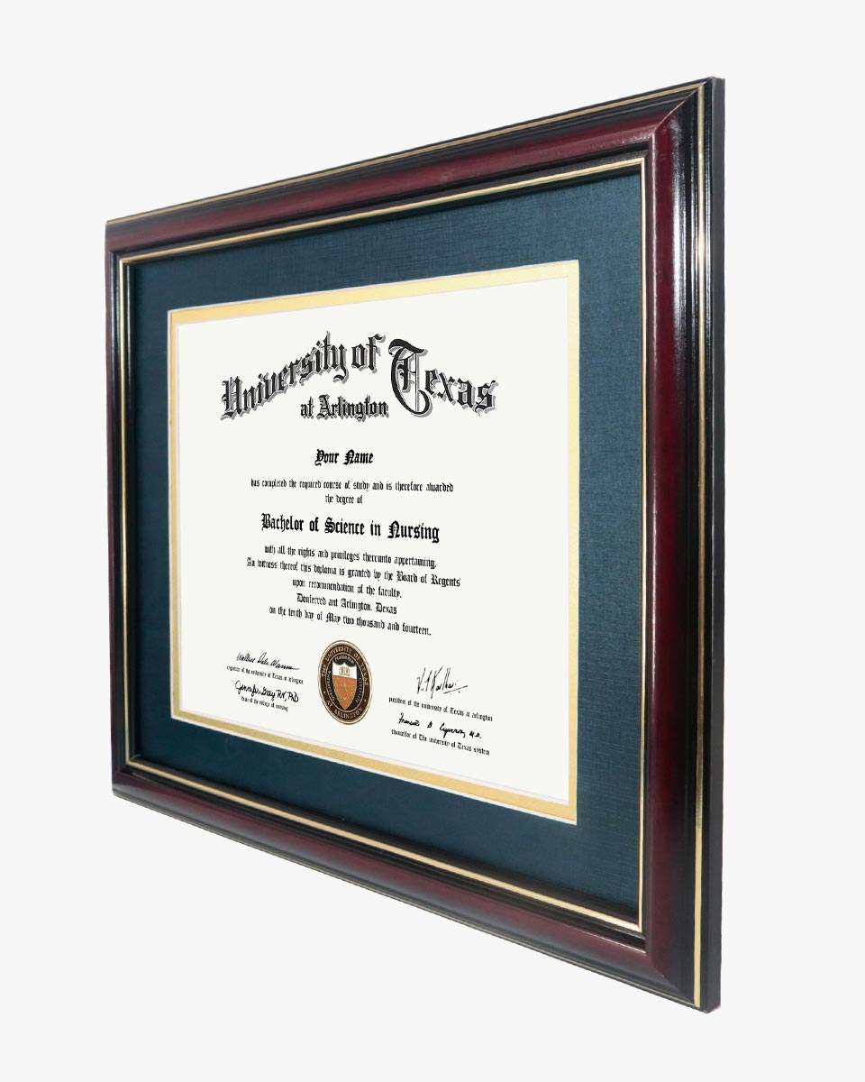 Certificate Documents Frame Real Wood with Gold Trim 8.5"*11" Pack of 2 - 13 Mat Colors Available