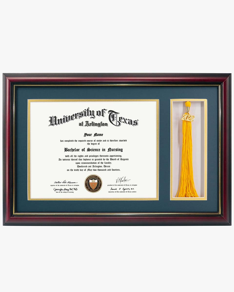 Cherry Diploma Frame with Tassel Holder for 8.5x11 Certificate Document,Solid Wood,Real Glass-2 Colors Available