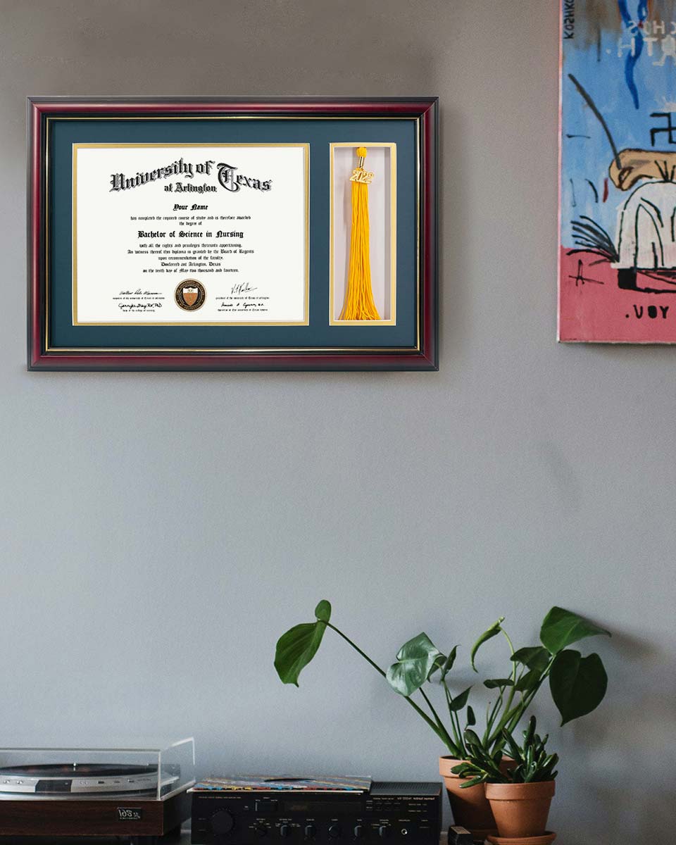 Cherry Diploma Frame with Tassel Holder for 8.5x11 Certificate Document,Solid Wood,Real Glass-2 Colors Available