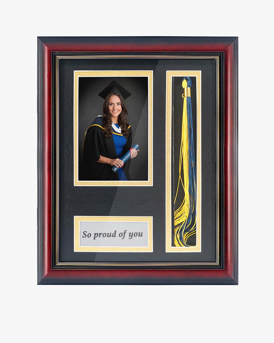 Graduation Real Wood Shadow Box Frame for Photo with Tassel Insert - 3 Sizes Available