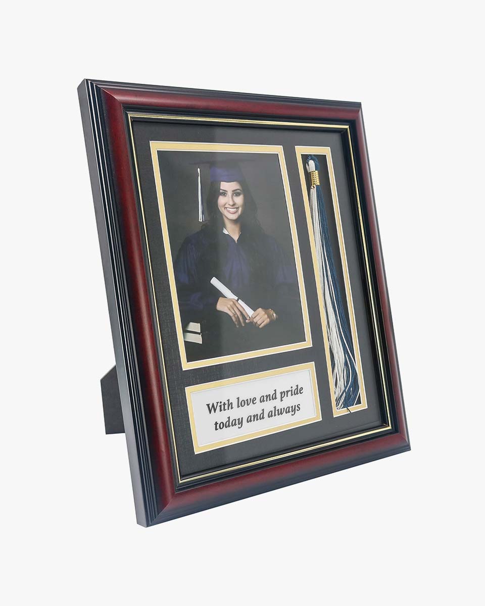 Graduation Real Wood Shadow Box Frame for Photo with Tassel Insert - 3 Sizes Available