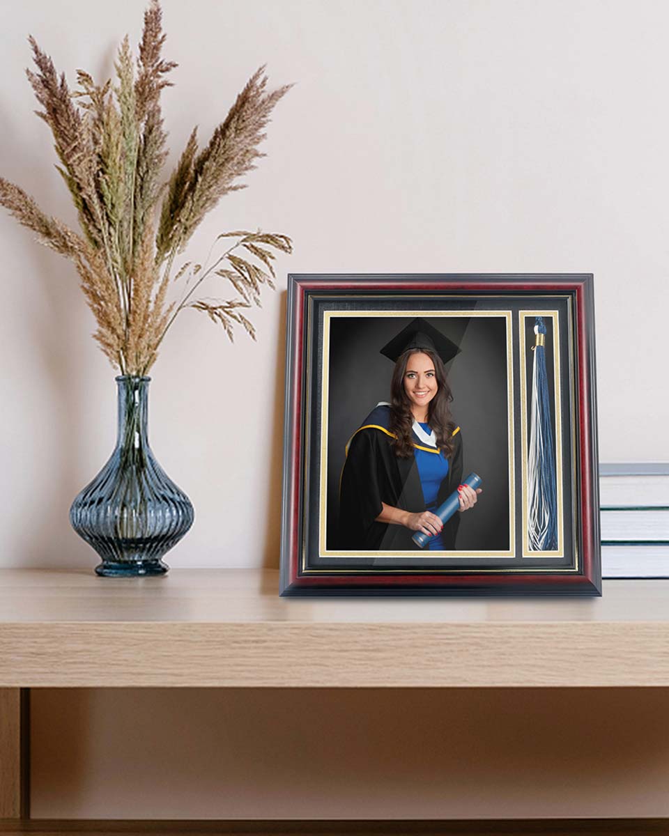 Graduation Real Wood Shadow Box Frame for Photo with Tassel Insert - 3 Sizes Available