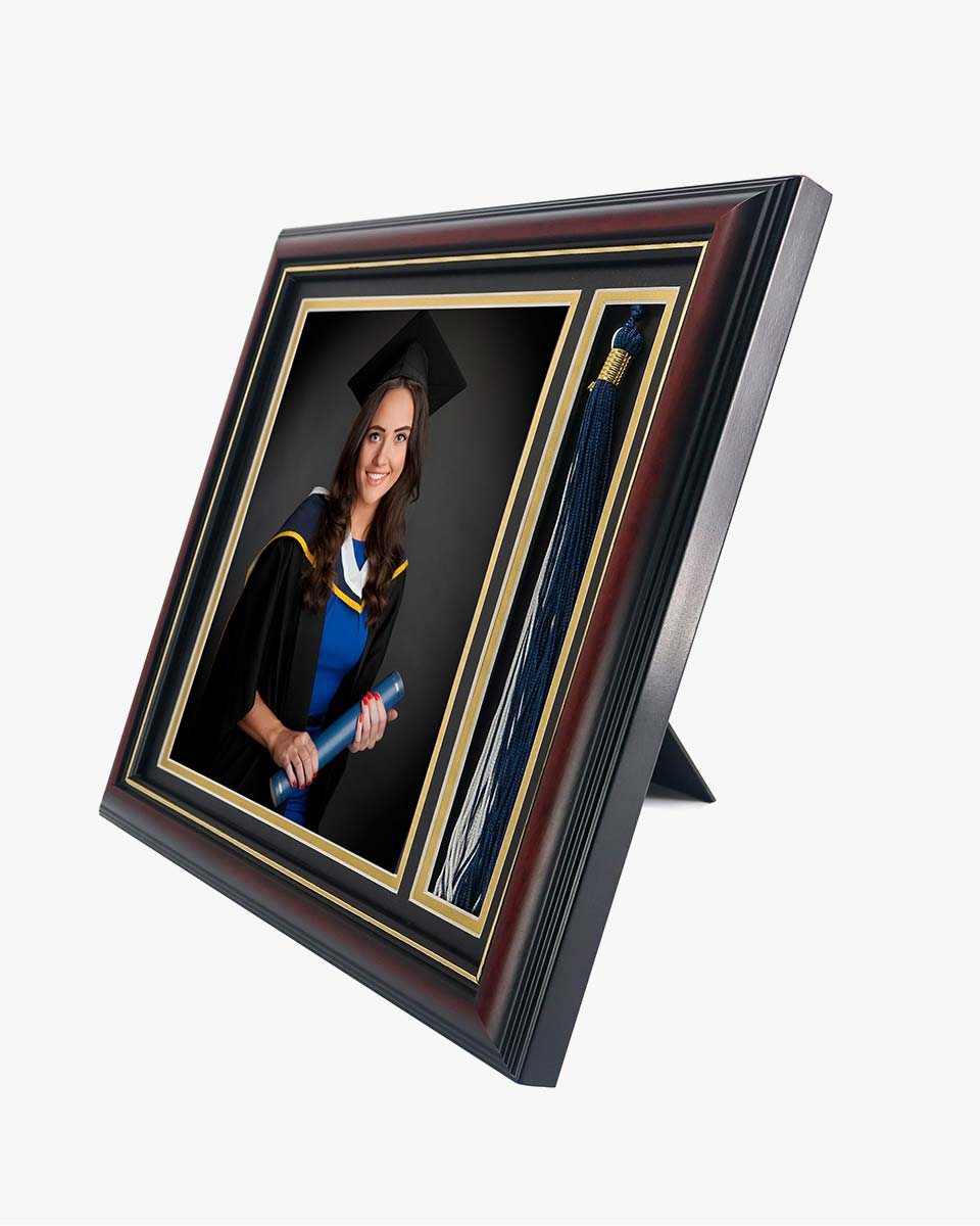 Graduation Real Wood Shadow Box Frame for Photo with Tassel Insert - 3 Sizes Available