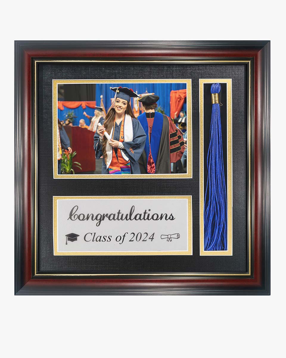 Graduation Class of 2024 Real Wood Shadow Box Frame for Photo with Tassel Insert