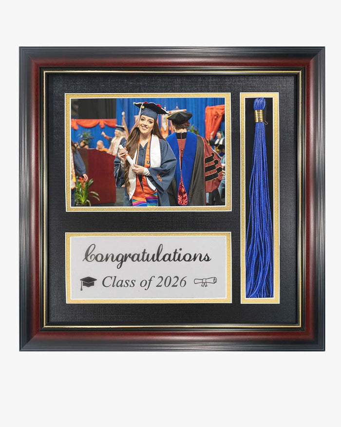 Graduation Class of 2026 Real Wood Shadow Box Frame for Photo with Tas