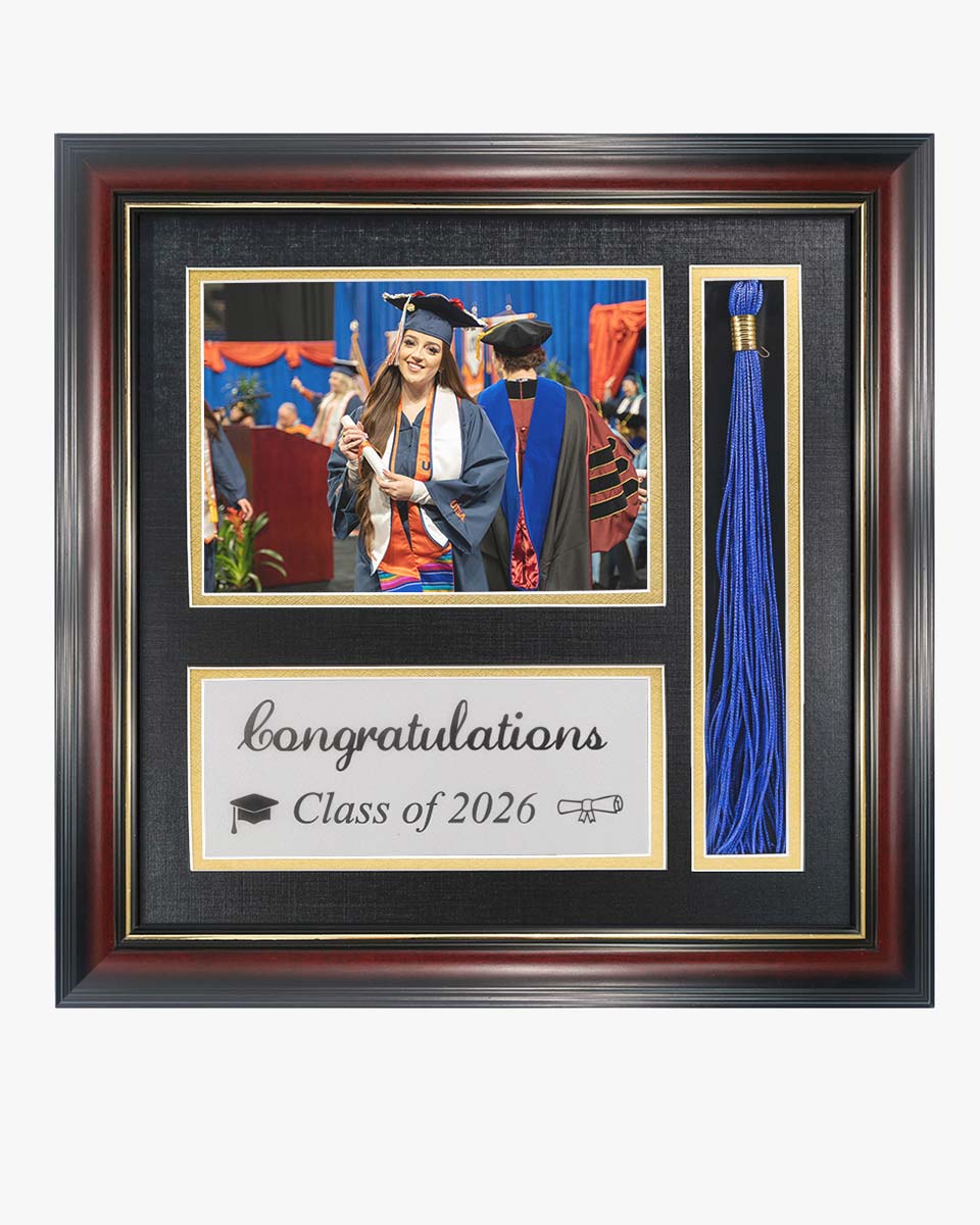 Graduation Class of 2026 Real Wood Shadow Box Frame for Photo with Tassel Insert