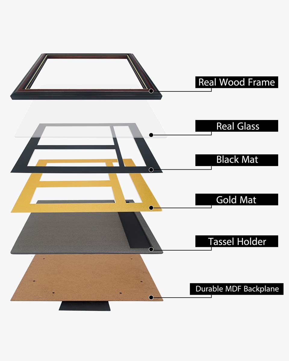 Graduation Class of 2026 Real Wood Shadow Box Frame for Photo with Tassel Insert