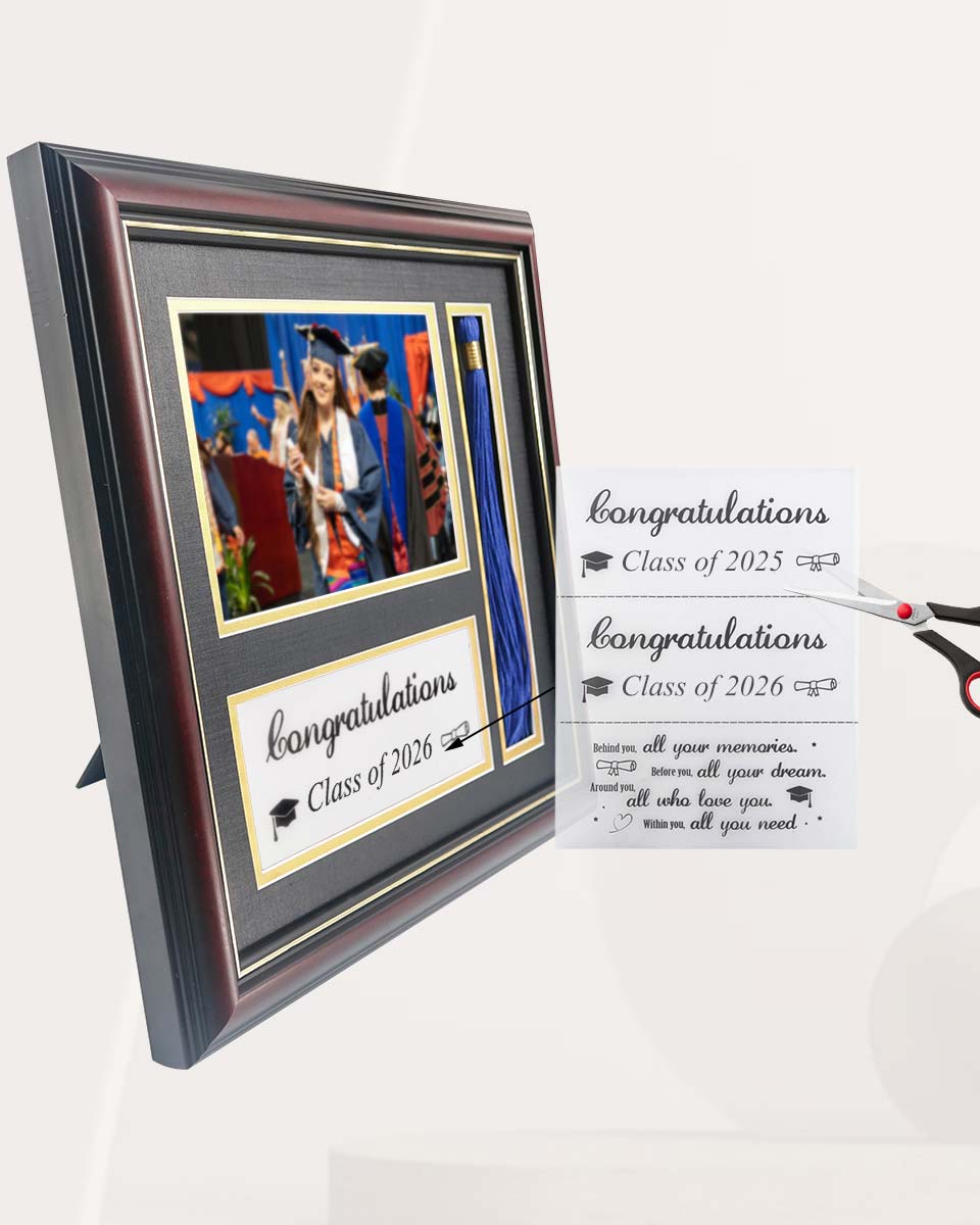 Graduation Class of 2026 Real Wood Shadow Box Frame for Photo with Tassel Insert