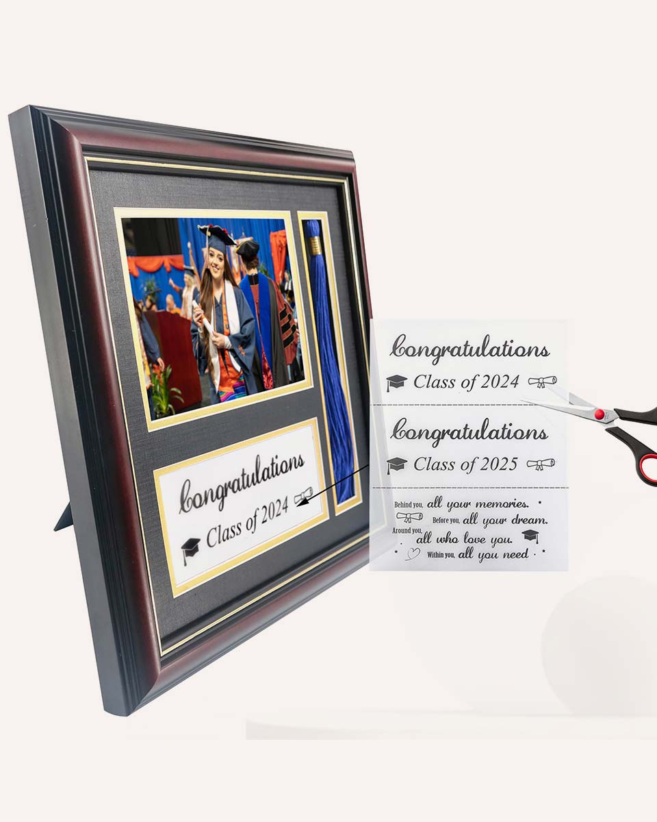 Graduation Class of 2024 Real Wood Shadow Box Frame for Photo with Tassel Insert