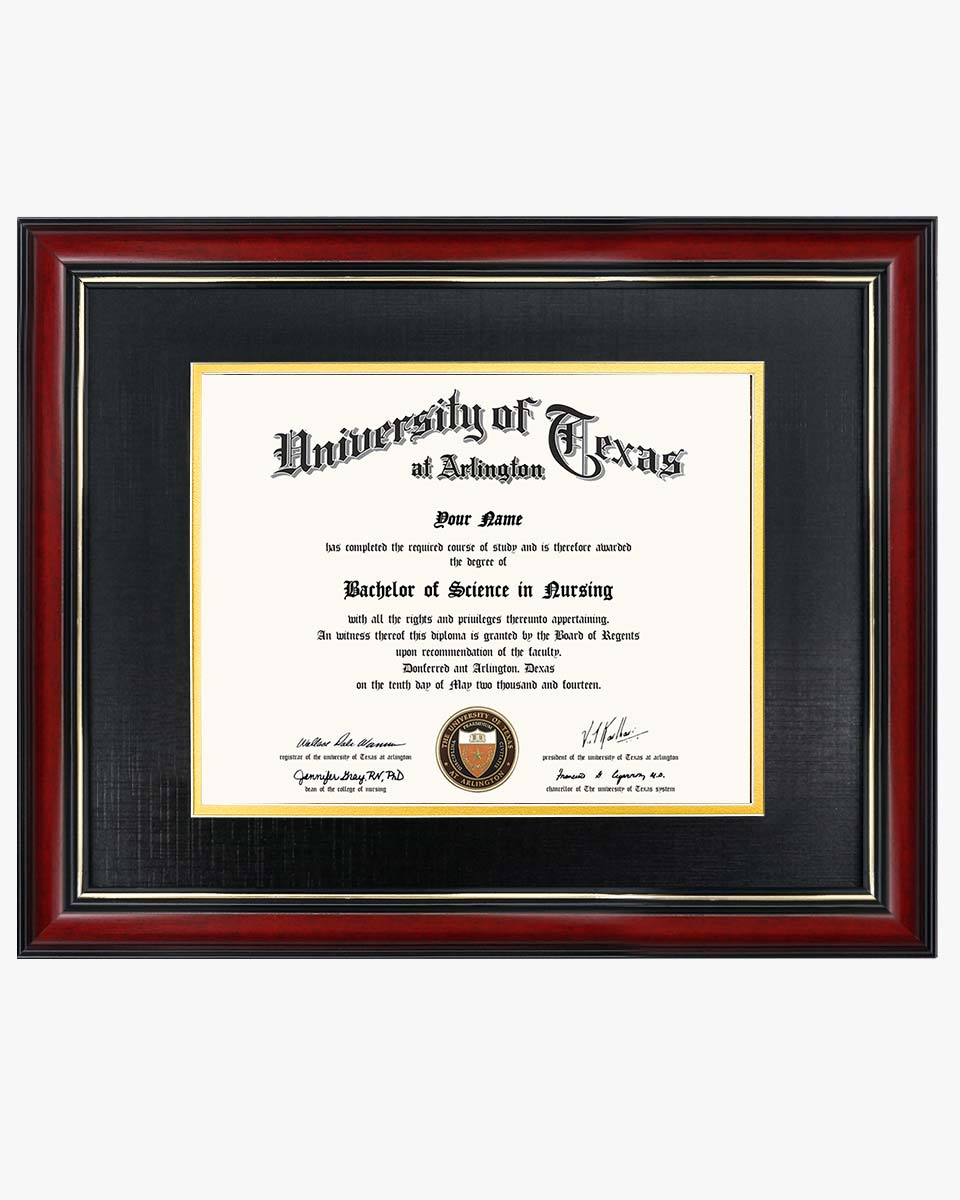 Graduation Certificate Real Wood Frame with Gold Trim 8*10 / 11*14