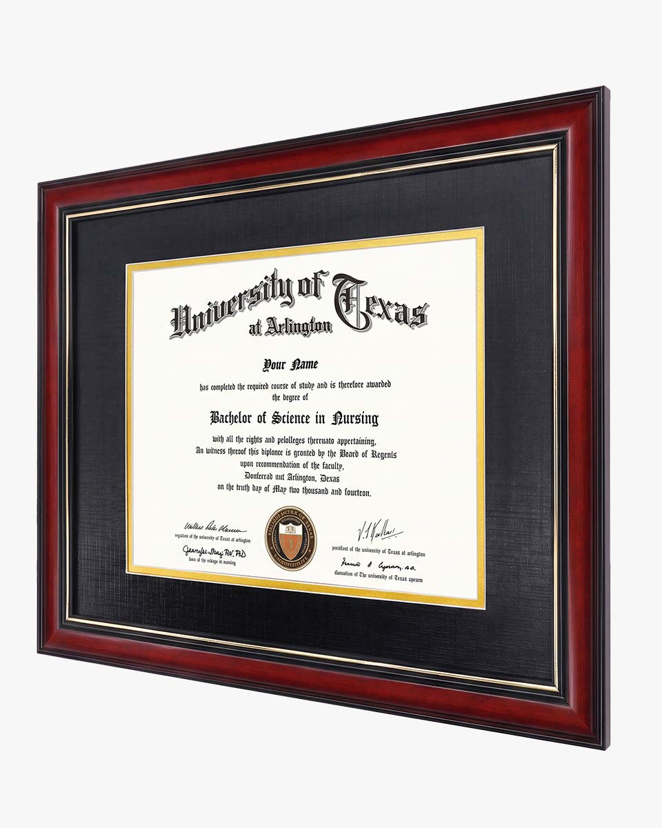 Graduation Certificate Real Wood Frame with Gold Trim 8*10 / 11*14