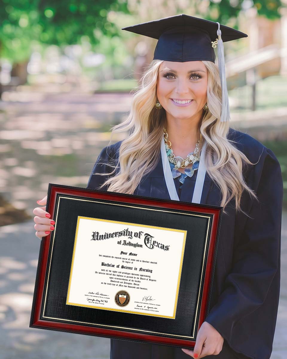 Graduation Certificate Real Wood Frame with Gold Trim 8*10 / 11*14
