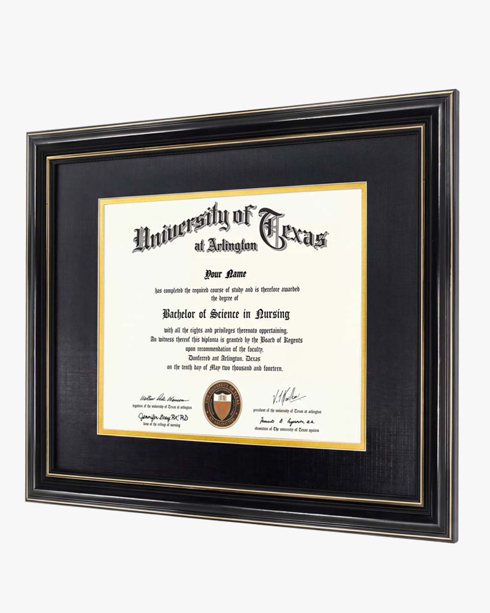Graduation Certificate Real Wood Frame with Gold Trim 8*10 / 11*14