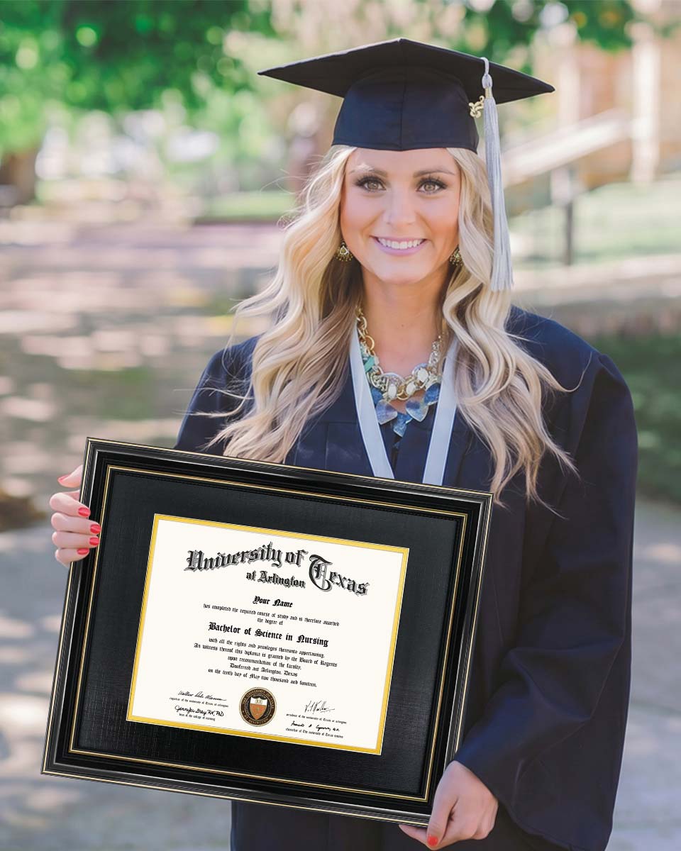 Graduation Certificate Real Wood Frame with Gold Trim 8*10 / 11*14
