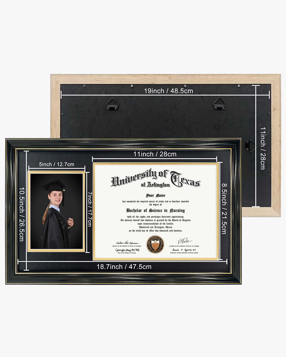 Certificate Picture Solid Wood Frame for 8.5x11 Certificate - 4 Colors Available