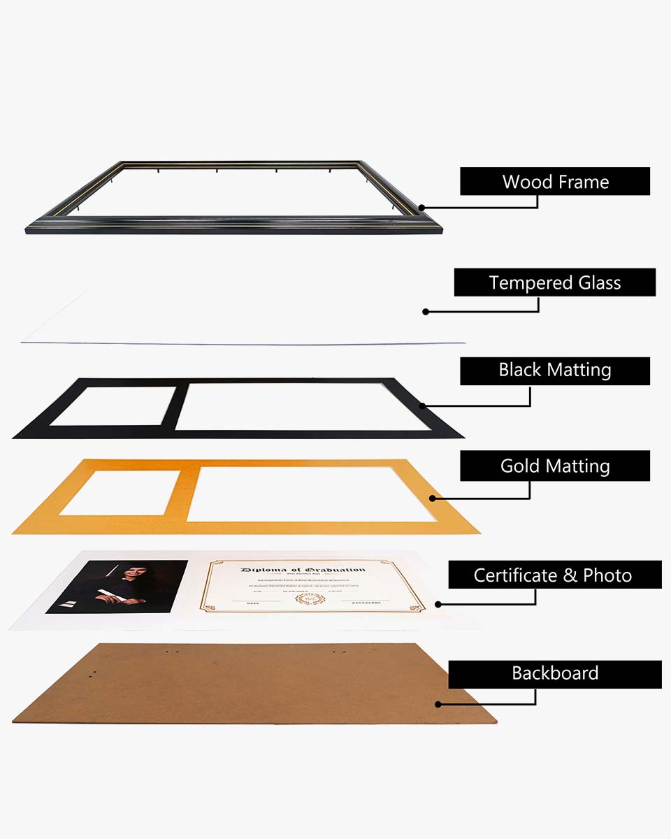 Certificate Picture Solid Wood Frame for 8.5x11 Certificate - 4 Colors Available