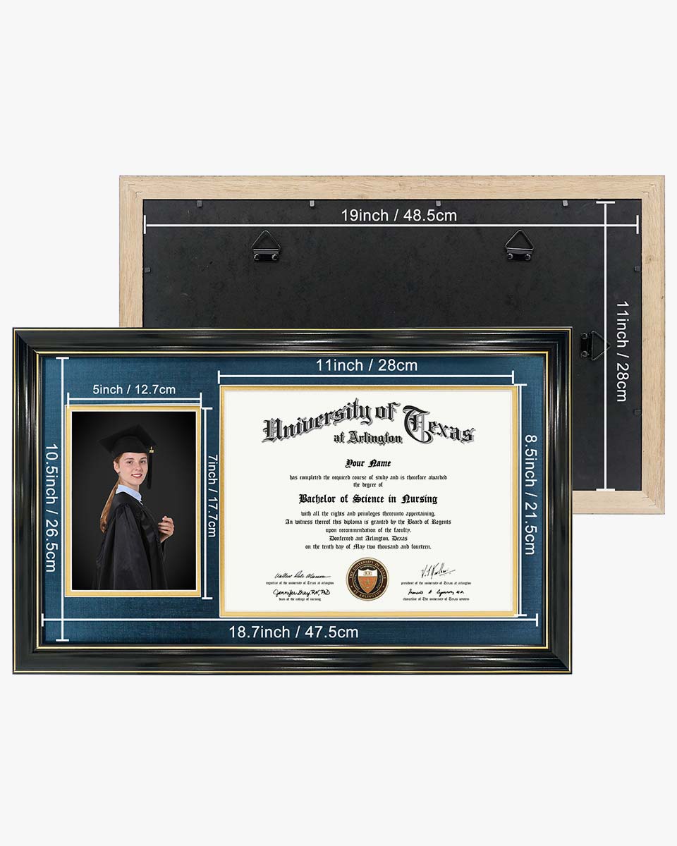 Certificate Picture Solid Wood Frame for 8.5x11 Certificate - 4 Colors Available