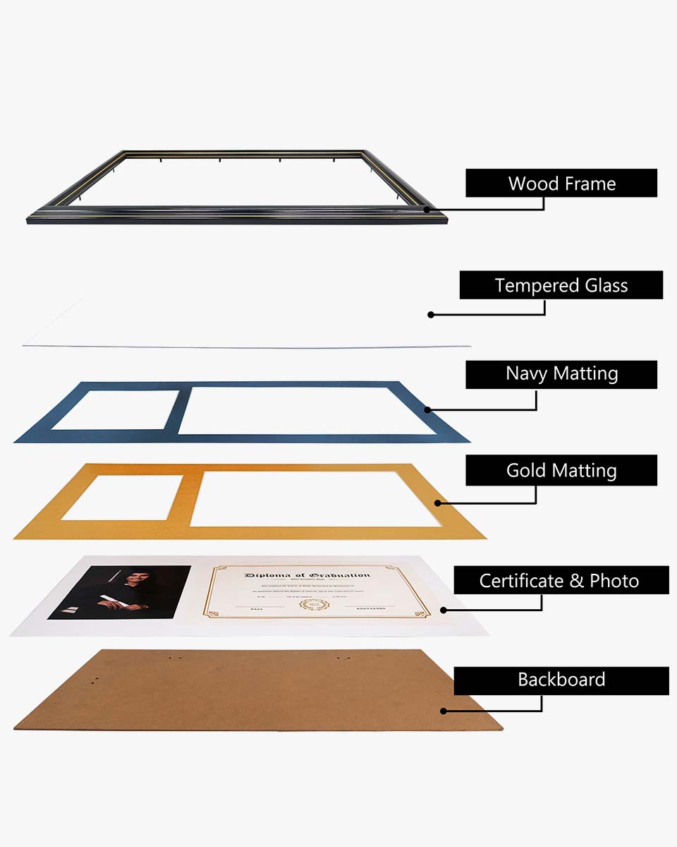 Certificate Picture Solid Wood Frame for 8.5x11 Certificate - 4 Colors Available