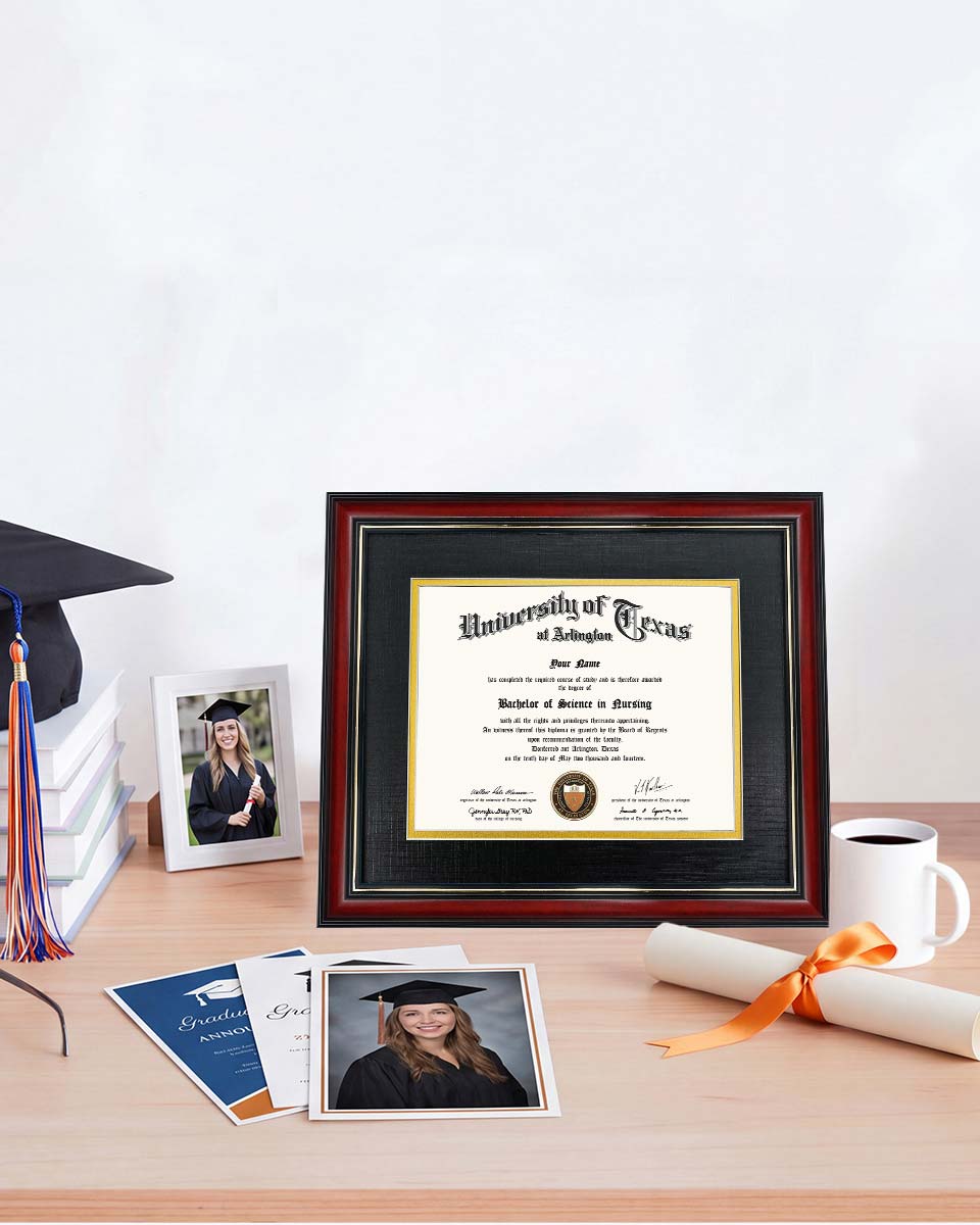 Graduation Certificate Real Wood Frame with Gold Trim 7*9 / 10*12