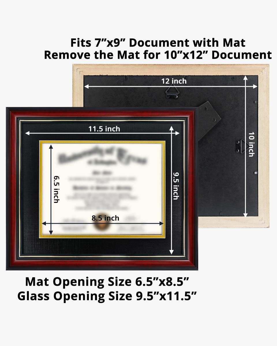 Graduation Certificate Real Wood Frame with Gold Trim 7*9 / 10*12