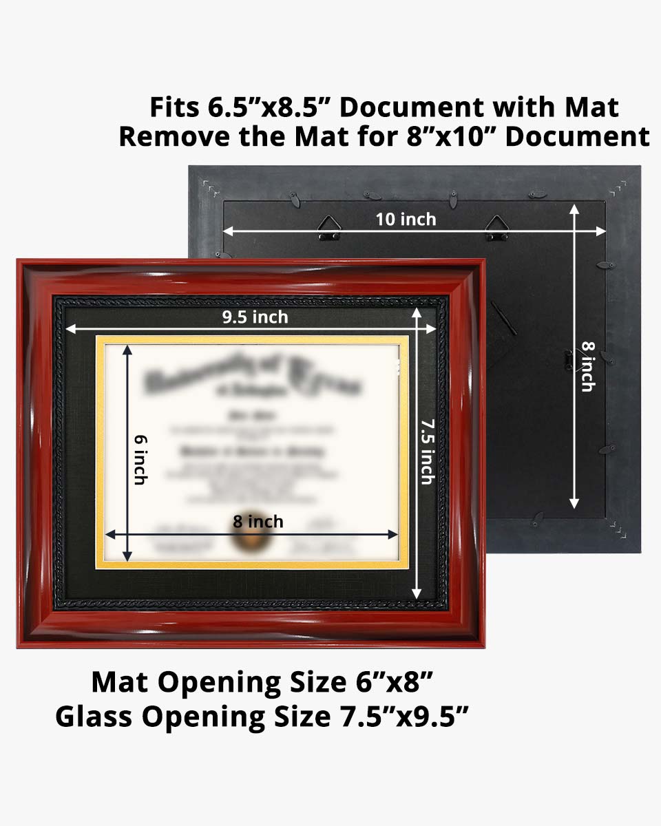 Certificate Solid Wood Frame with Intricate Black Rope Detail for 6*8 / 8*10