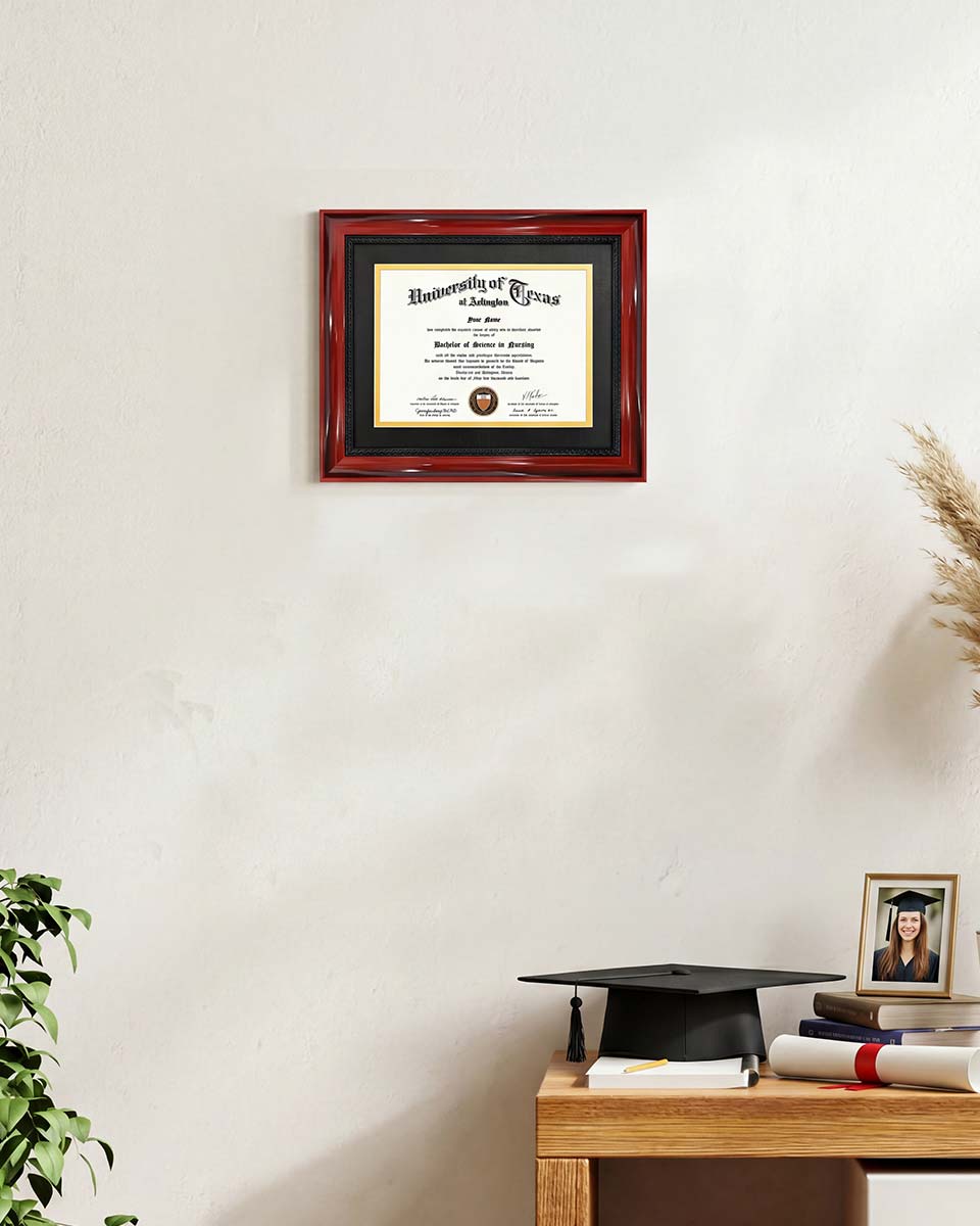 Certificate Solid Wood Frame with Intricate Black Rope Detail for 6*8 / 8*10