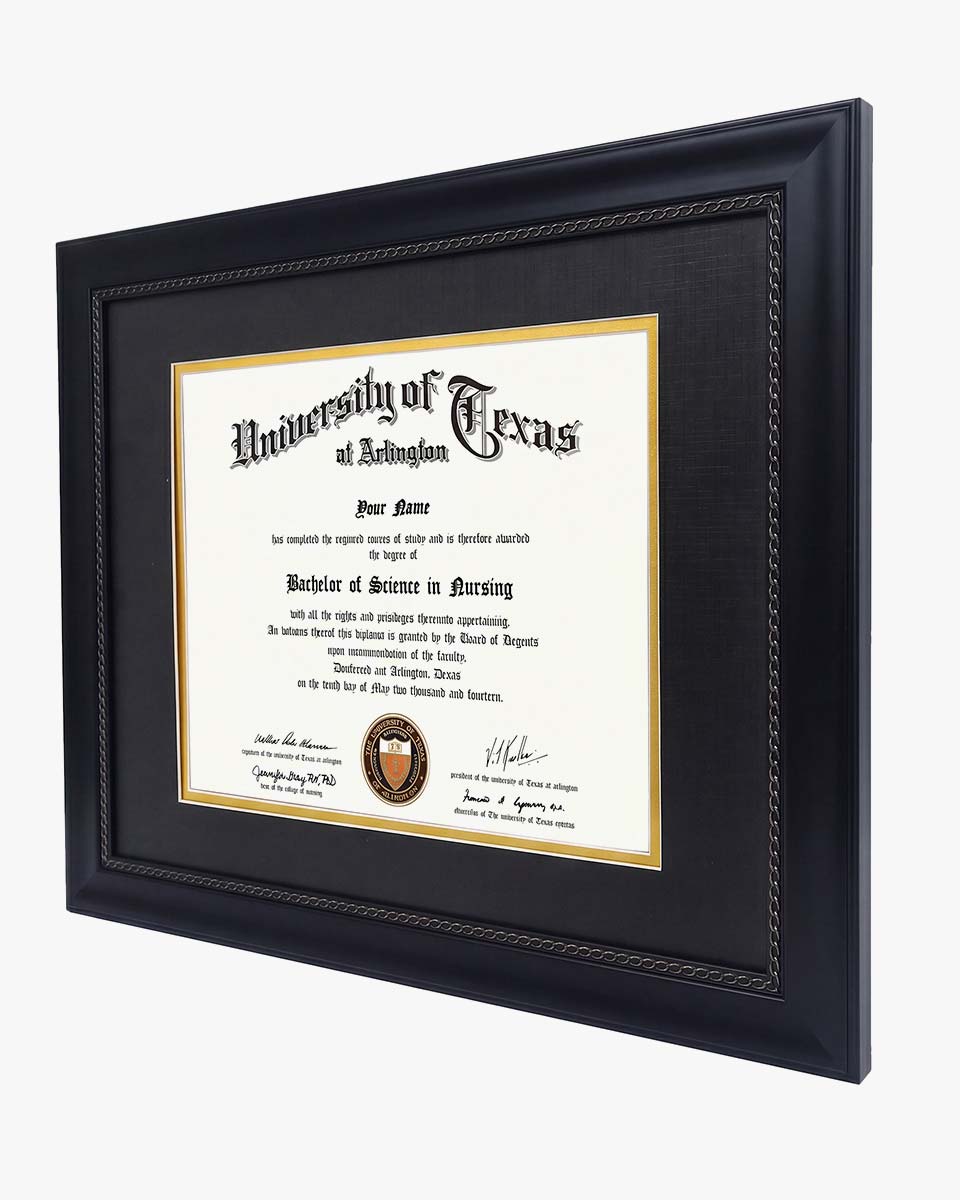 Certificate Solid Wood Frame with Intricate Black Rope Detail for 8*10 / 11*14