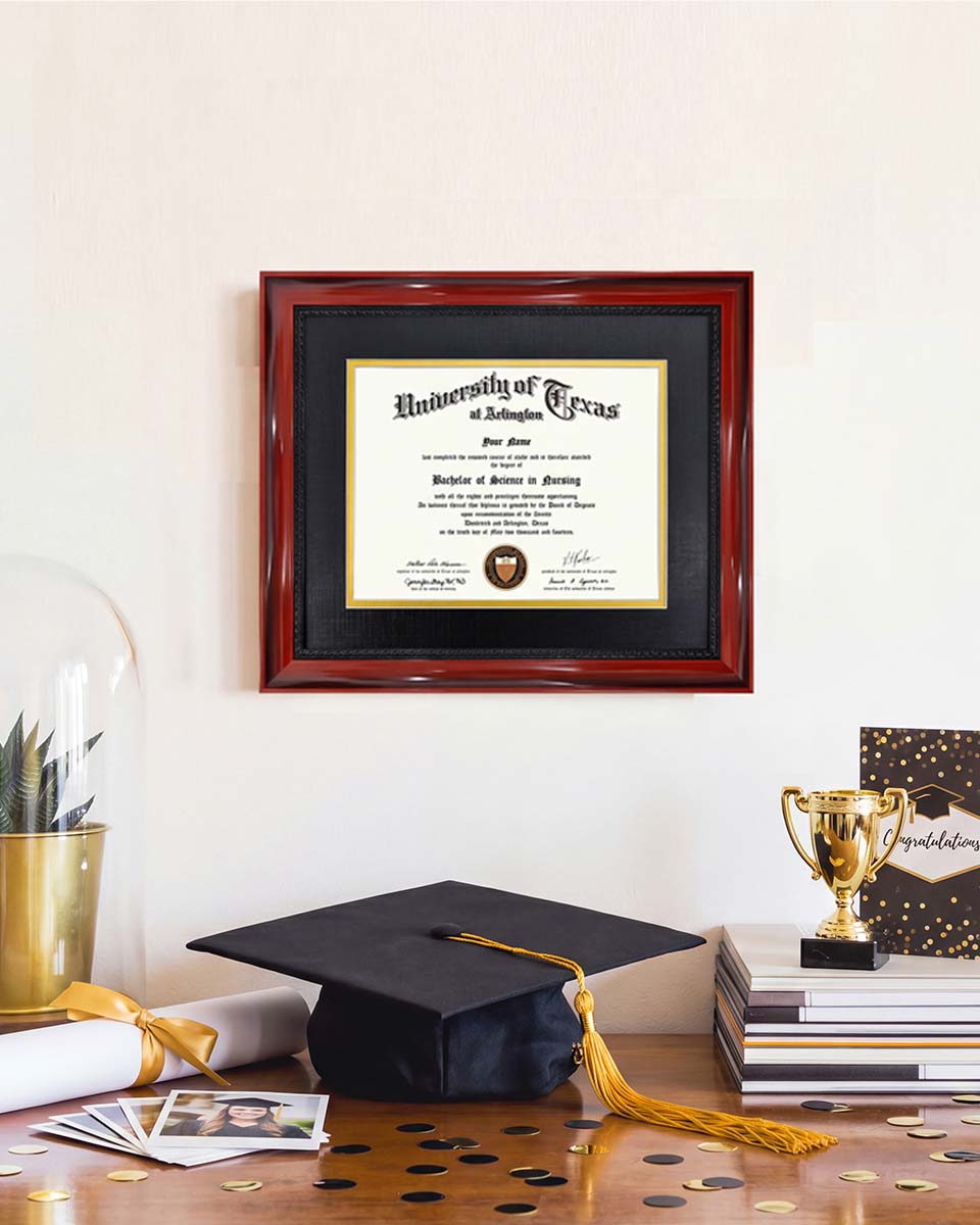 Graduation Certificate Real Wood Frame with Gold Trim 7*9 / 10*12