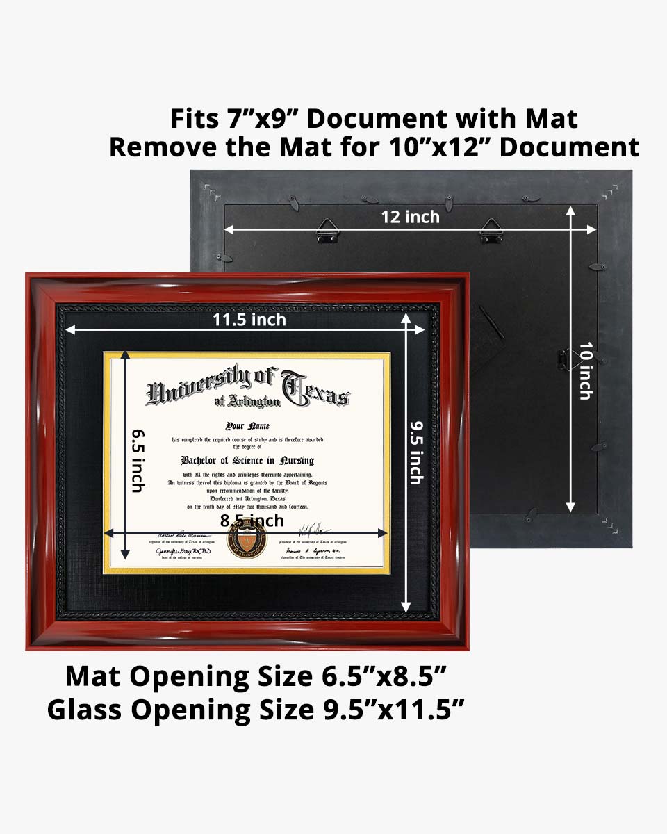 Graduation Certificate Real Wood Frame with Gold Trim 7*9 / 10*12