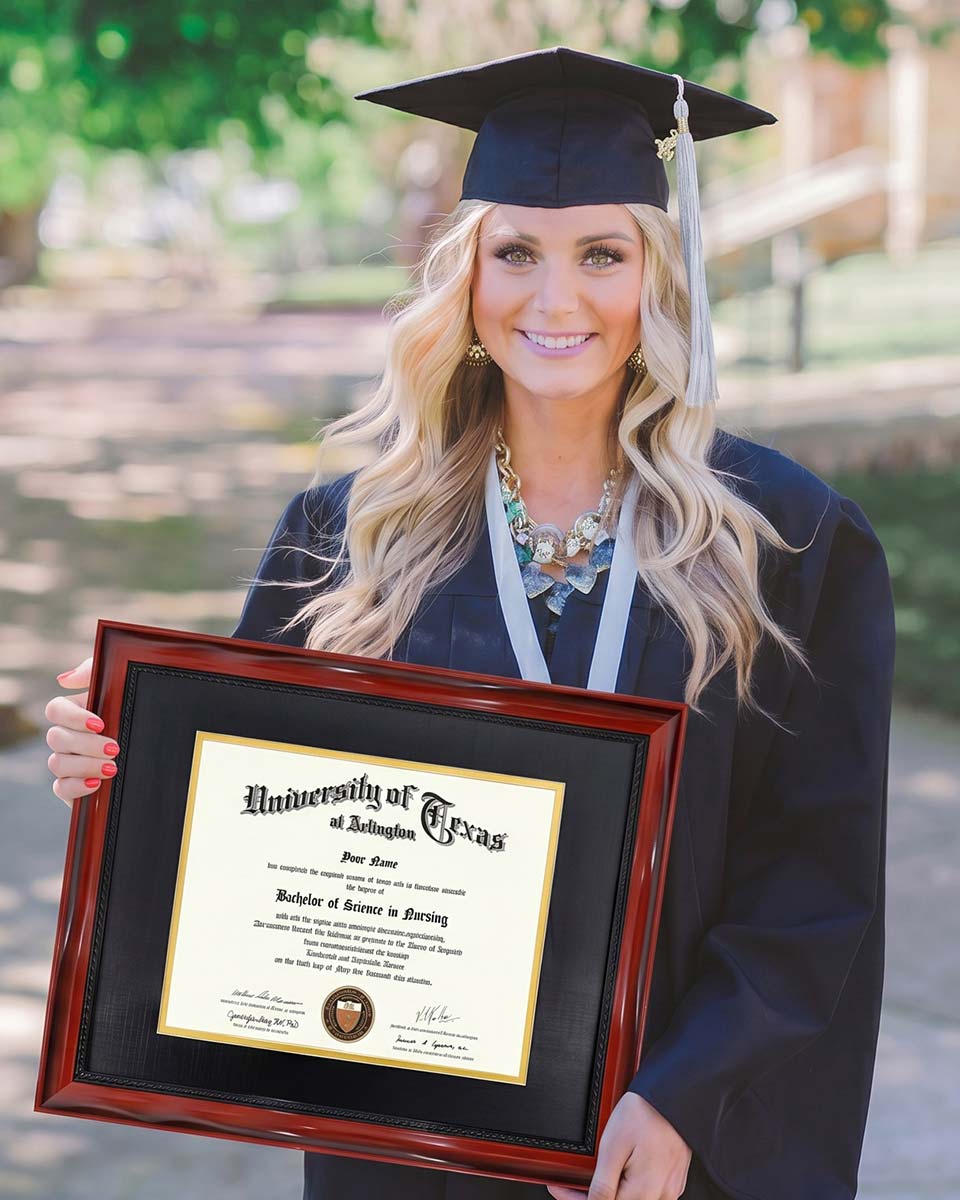 Graduation Certificate Real Wood Frame with Gold Trim 7*9 / 10*12