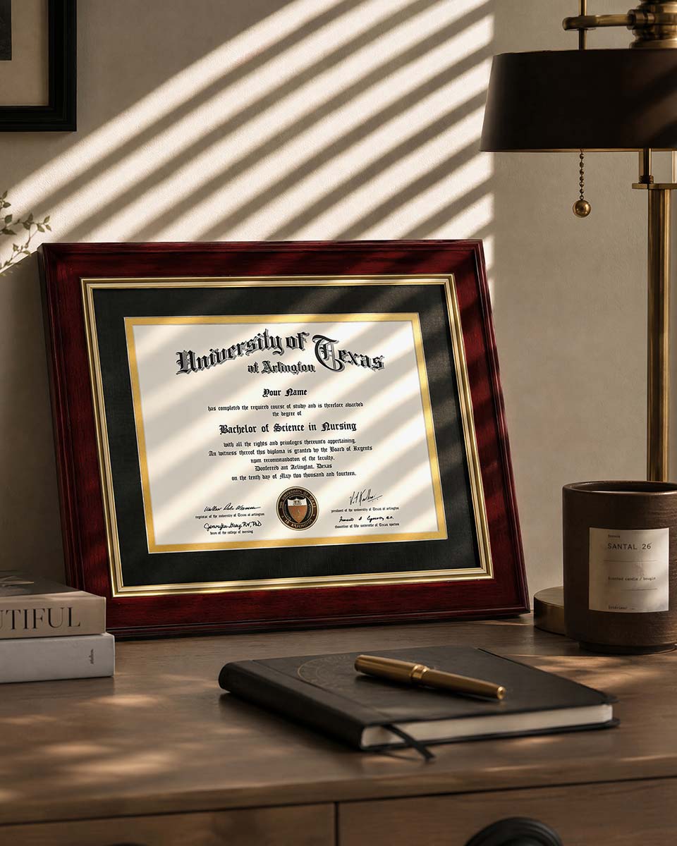 Wood Diploma Frame with Gold Trim Tempered Glass for 6*8 /  8*10 - 2 Colors Available