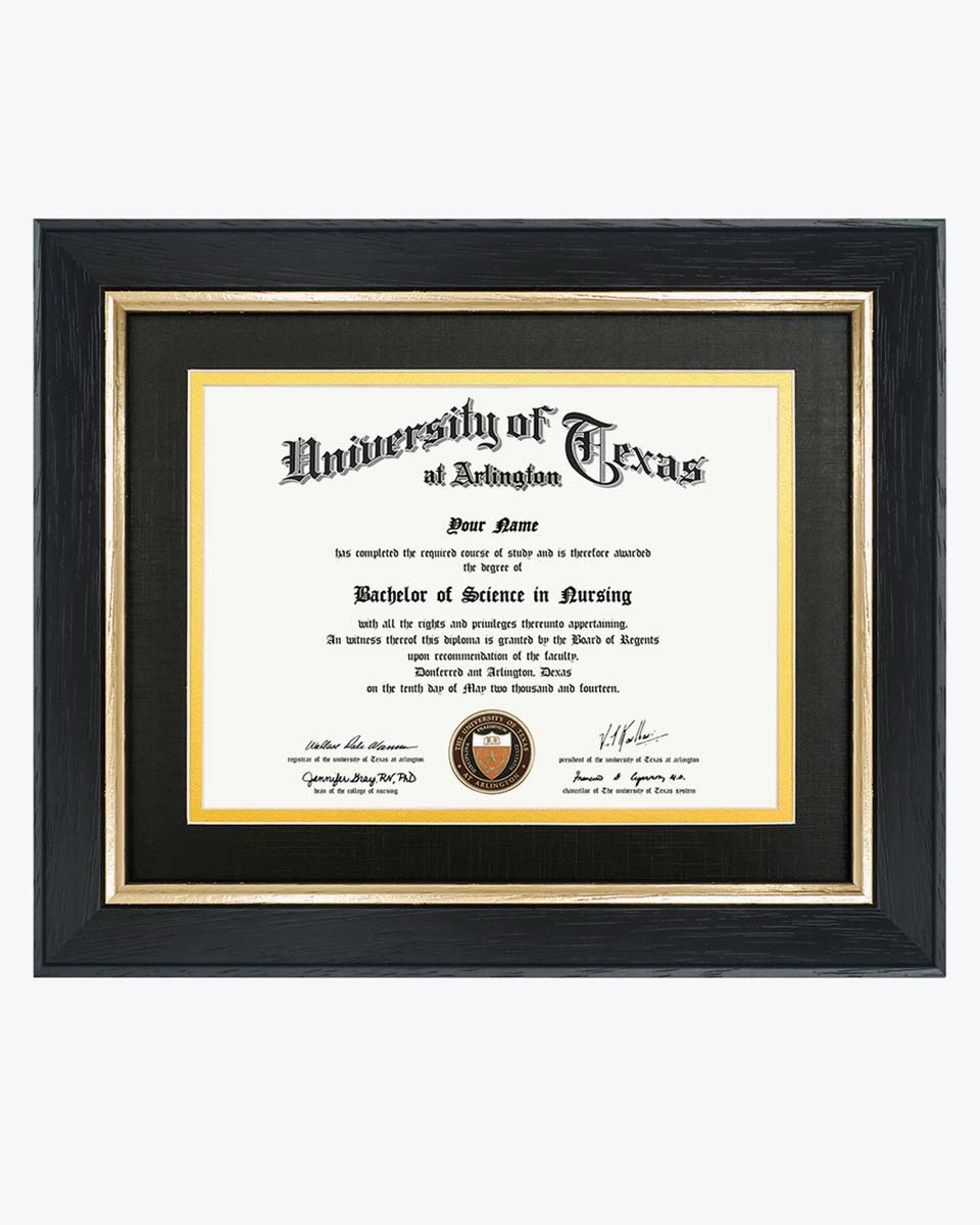 Wood Diploma Frame with Gold Trim Tempered Glass for 6*8 /  8*10 - 2 Colors Available