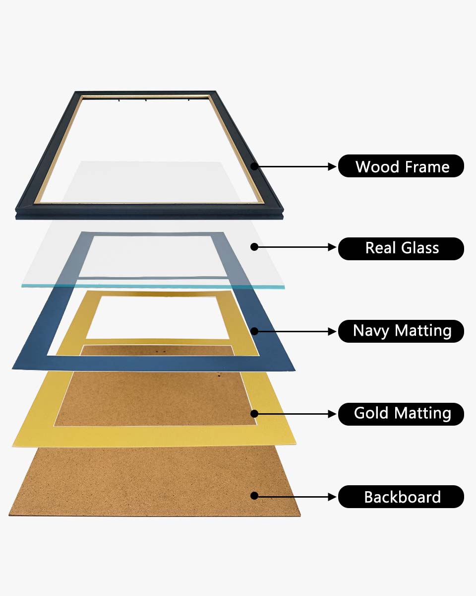 Double Certificate Wood Diploma Frame with Gold Trim for 8.5"x11" – 7 Colors Available