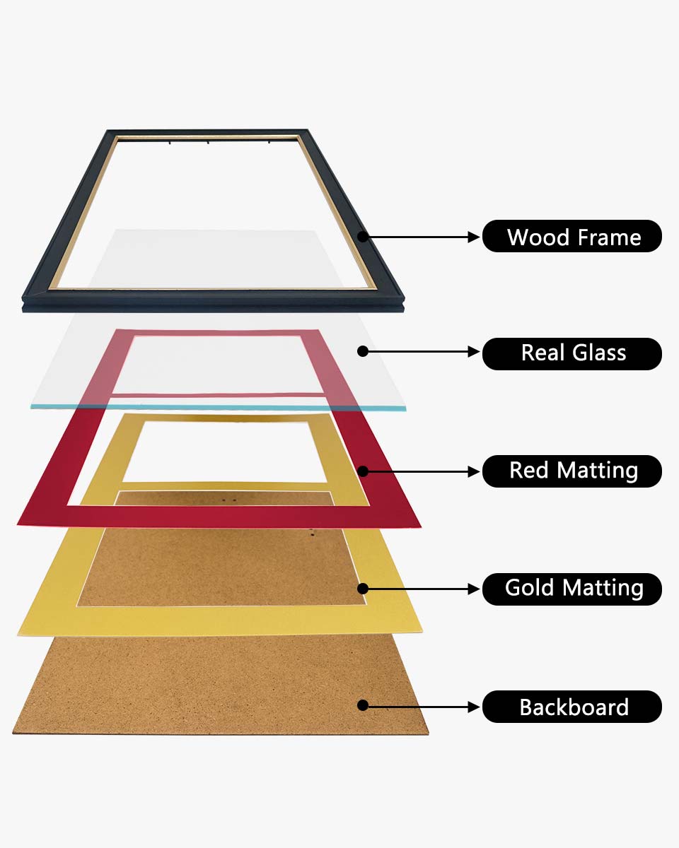 Double Certificate Wood Diploma Frame with Gold Trim for 8.5"x11" – 7 Colors Available